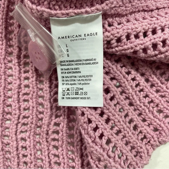 New American Eagle V Neck Cardigan Sweater Pink - Picture 3 of 6